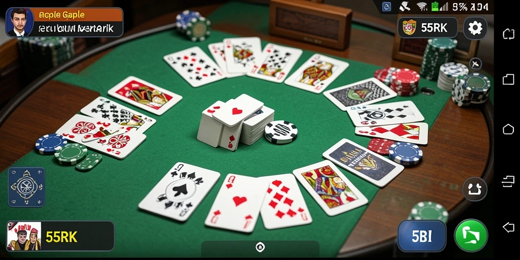 Screenshot gameplay seru dari 55RK, permainan Gaple yang menarik.
