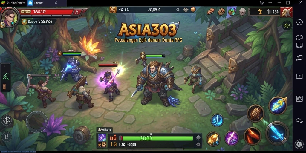 Screenshot ASIA303 menunjukkan aksi tempur yang seru di dunia RPG.