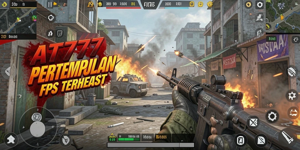 Tampilan gameplay yang memukau dari AT777 dalam pertempuran FPS.