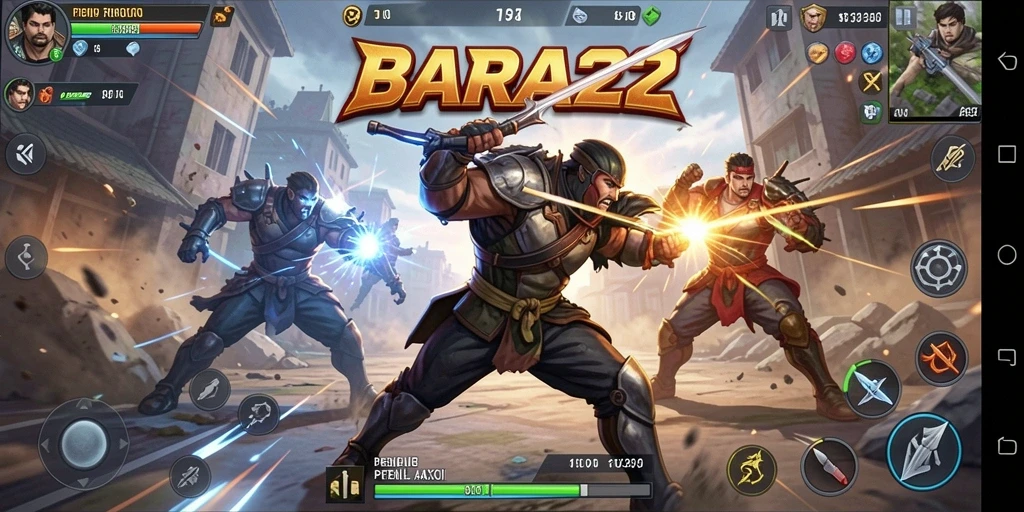 Gameplay menegangkan dalam BARA22 dengan pertarungan seru.