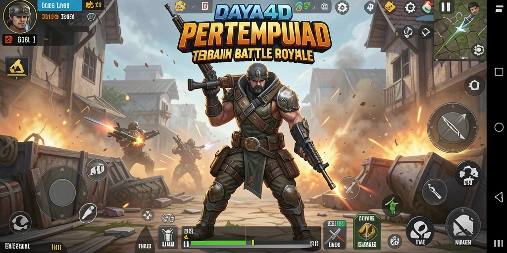 Tangkapan layar utama DAYA4D menampilkan aksi seru dalam pertarungan Battle Royale.