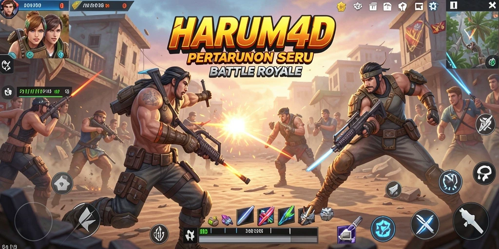 Tampilan gameplay seru di HARUM4D dengan aksi Battle Royale yang mendebarkan.