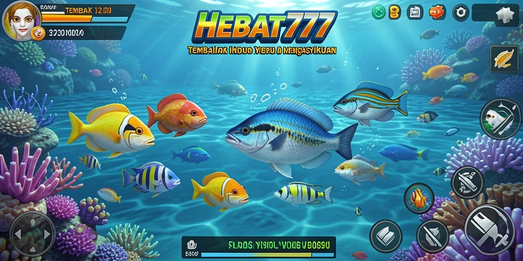 Tampilan gameplay menarik HEBAT777 dengan aksi tembak ikan yang seru.