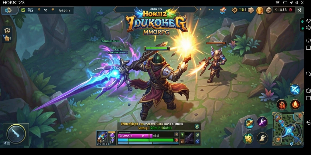 Tangkapan layar gameplay HOKI123 yang menampilkan pertarungan seru di dunia MMORPG.