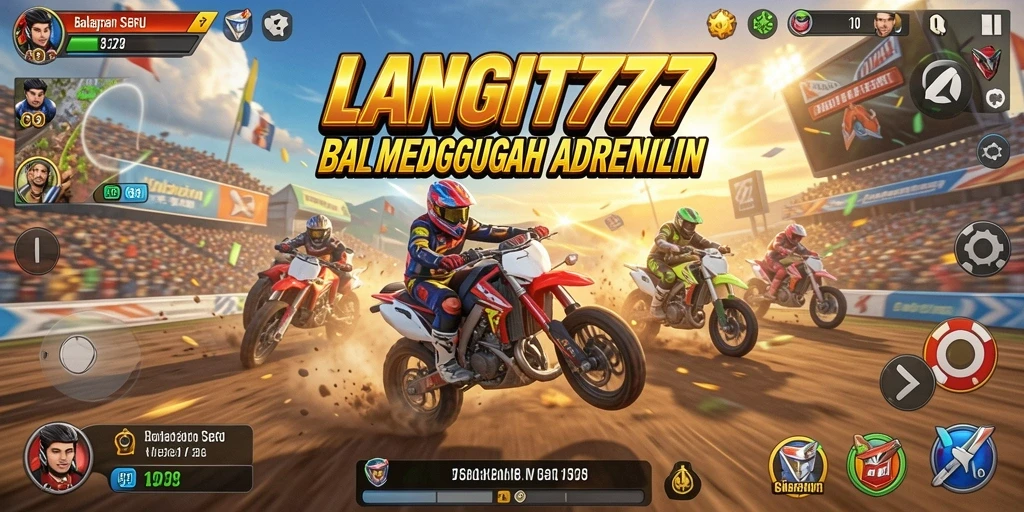Screenshot utama LANGIT777 menampilkan aksi balapan yang mendebarkan.