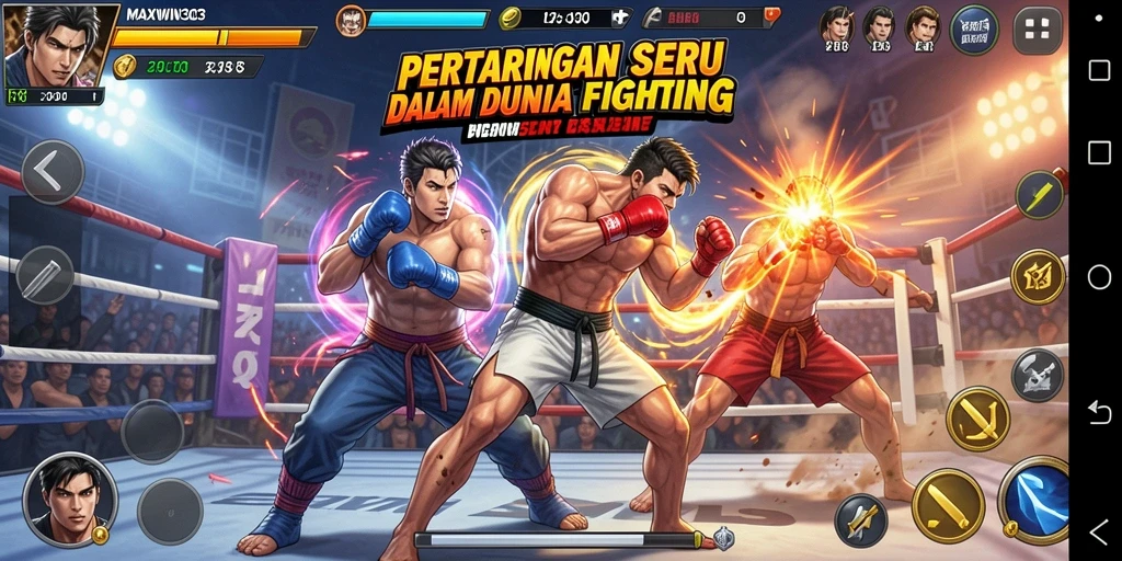 Screenshot MAXWIN303 menampilkan pertarungan epik dengan karakter yang beragam.