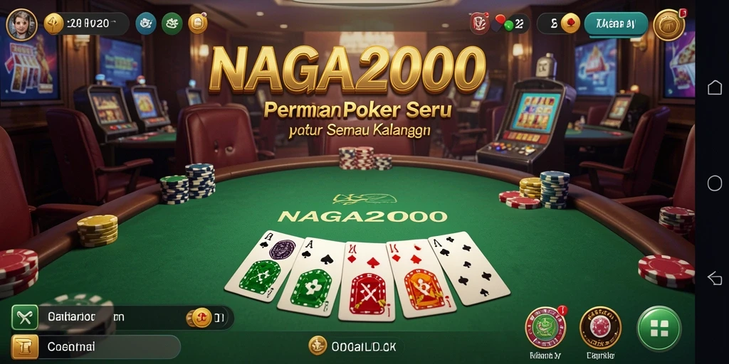 Tampilan gameplay seru dalam NAGA2000 menunjukkan aksi Poker yang mendebarkan.