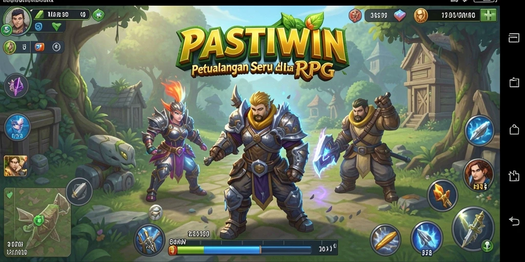 Gameplay RPG PASTIWIN dengan pertarungan mendebarkan dan dunia penuh petualangan.