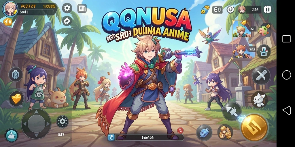 Screenshot menggambarkan karakter anime dalam aksi pertarungan yang seru.