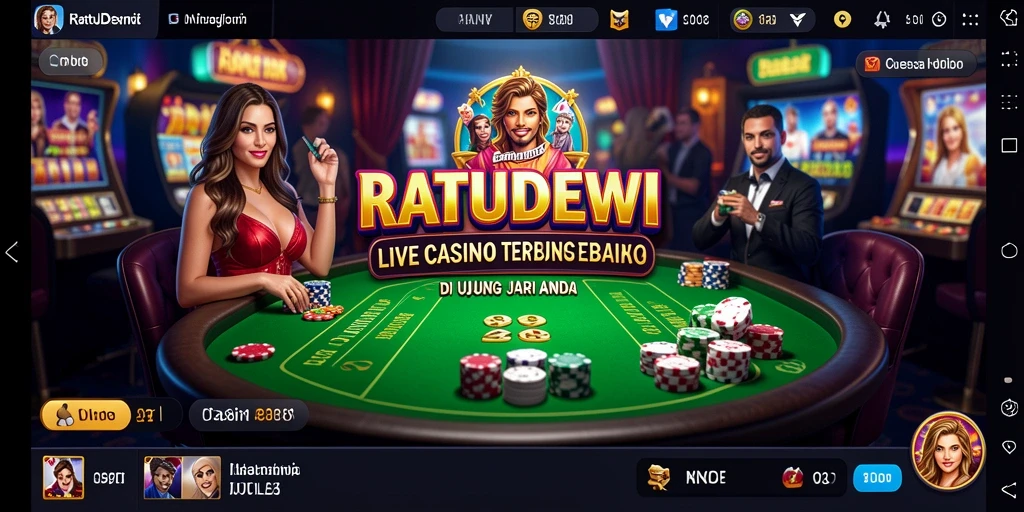 Screenshot utama RATUDEWI menampilkan gameplay Live Casino yang mendebarkan.