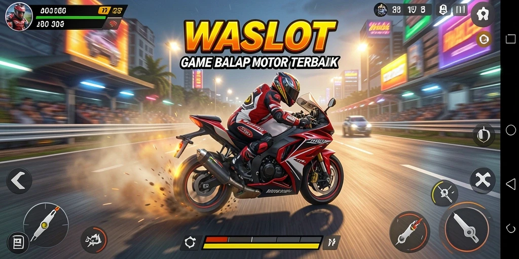 Tampilan gameplay mendebarkan dalam balapan motor WASLOT.